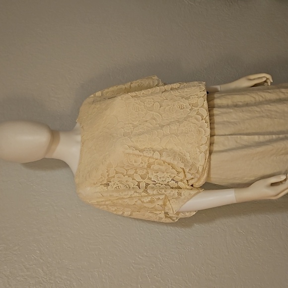 BRITTANY BLACK Ivory Lace Blouson Poncho Style Dolman Sleeve Blouse XL - Picture 2 of 6